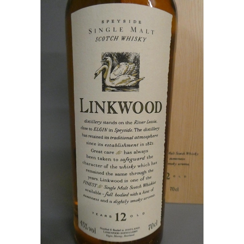 112 - 1 bottle Linkwood 12 year old Speyside single malt whisky, 43%, wood box (Est. plus 24% premium inc.... 