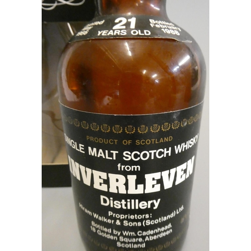 121 - 1 bottle Inverleven 21 year old single malt whisky, 46%, distilled May 1966, bottled February 1988, ... 