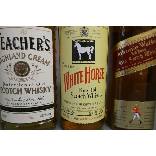 138 - 1 bottle White Horse fine old scotch whisky, 70°, together with a Johnnie Walker red label old scotc... 