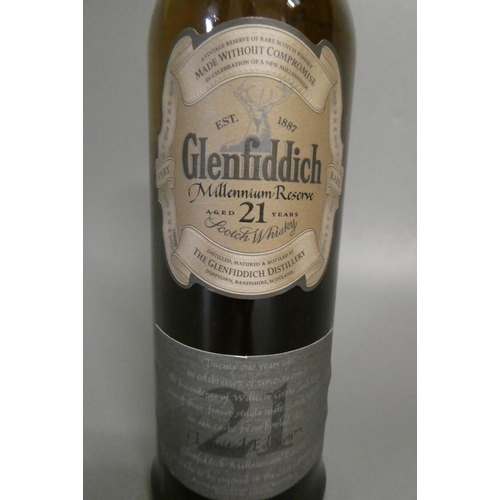 146 - 1 bottle Glenfiddich 21 year old Millennium reserve limited edition single malt whisky, 40% (Est. pl... 