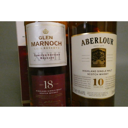 156 - 2 bottles of Highland single malt whisky, comprising 1 boxed 18 year old Glen Marnoch and 1 10 year ... 