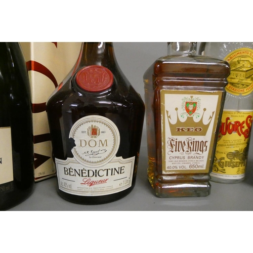 16 - 10 bottles of mixed alcohol, including Moet & Chandon champagne, Five Kings brandy, Fine Calvados, B... 