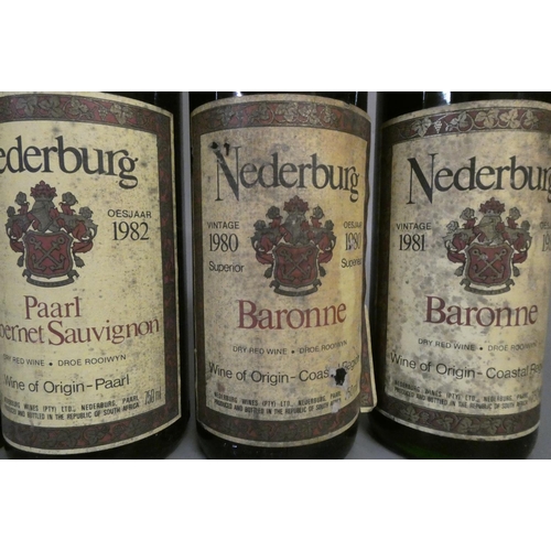 172 - 4 bottles of South African red wine, comprising 2 Nederburg Baronne 1980 & 1981, 1 Nederburg Paarl C... 