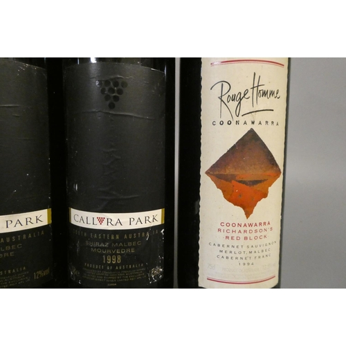 175 - 5 bottles of Australian red wine, comprising 1 Callura Park 1998 Shiraz, 1 1996 & 1 1998 Oxford Land... 