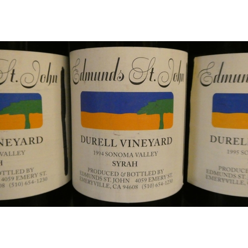 193 - 4 bottles Edmunds St. John, Durell Vineyard Syrah, 1992, 1993, 1994 & 1995, Sonoma Valley, together ... 