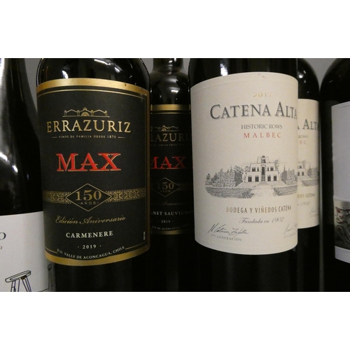 202 - 10 bottles of Chilean & Argentinian red wine, comprising 2 2017 Catena Alta Malbec, 2 2019 Max Erraz... 