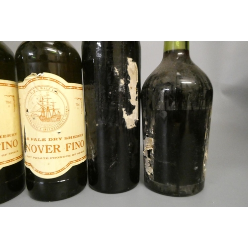 22 - 8 bottles of alcohol, comprising 1 vintage bottle Laroque bordeaux, 1 Domaines Meffre, 2 Hanover Fin... 