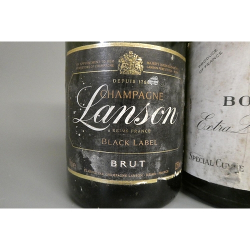 230 - 2 bottles of late 1970s champagne, comprising Bollinger extra quality very dry and a Lanson black la... 