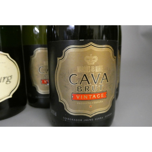 249 - 9 bottles sparkling wine, comprising 3 Marques del Norte vintage cava brut, 2 Lanson Black Label bru... 