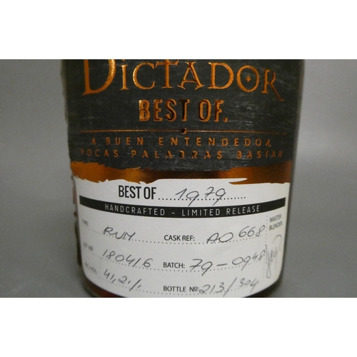 33 - 1 bottle Dictador best of 1979 rum, cask ref: AO668, lot no: 180416, batch: 79-0948, bottle no: 213/... 