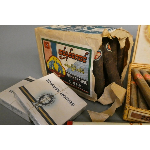 44 - Collection of cigars & cigarettes, comprisng 41 Sinhnakauns no. 152 cigars, 1 box of 15 Superdieck H... 