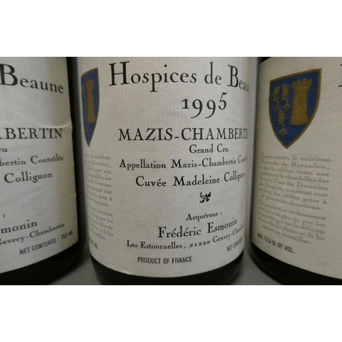 509 - 6 bottles Hospices de Beaune, 1995, Mazis-Chambertin, Frederic Esmonin, grand cru (Est. plus 24% pre... 