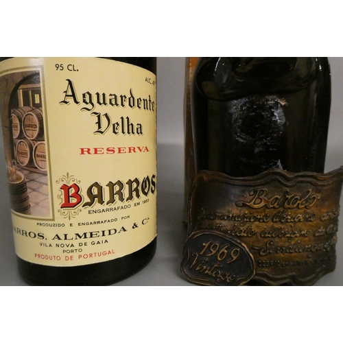 8 - 2 bottles of European, comprising 1 Aguardente Velha reserva and 1 bottle 1969 vintage Barolo, both ... 