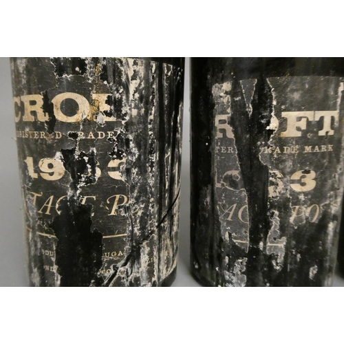 83 - 3 bottles Crofts 1963 vintage port (Est. plus 24% premium inc. VAT)