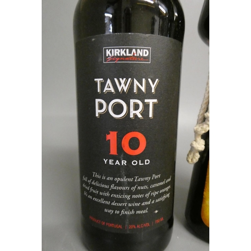 9 - 2 bottles comprising a 10 year old Tawny Port, Kirkland signature, and a Frangelico liqueur (Est. pl... 