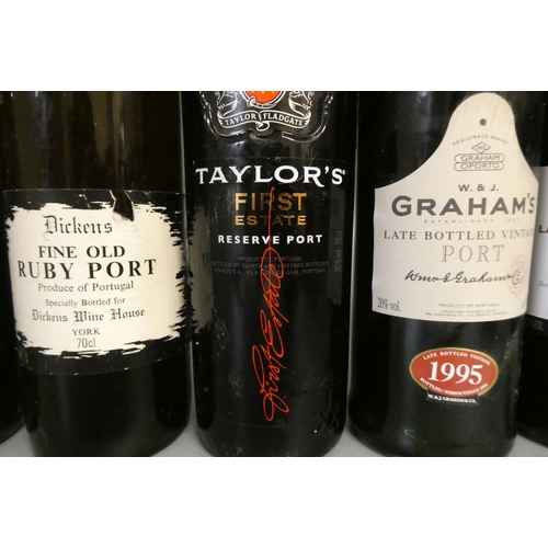 91 - 8 bottles of port, comprising Taylors LBV 2002, Taylors first estate reserve, Grahams LBV 1995, Dick... 