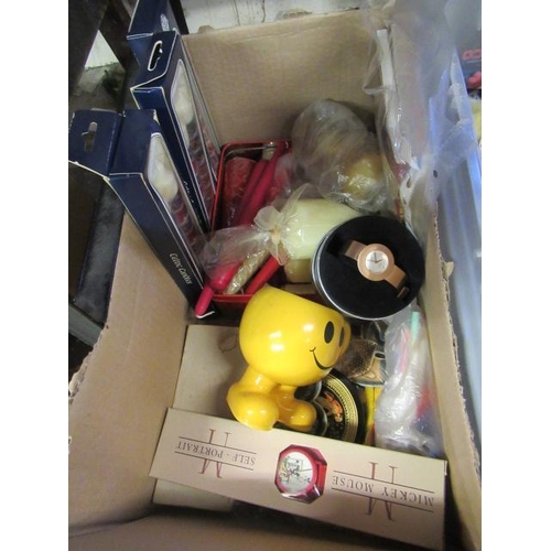 551 - BOX OF MISCELLANEOUS INCLUDING CANDLES AND WATCHES