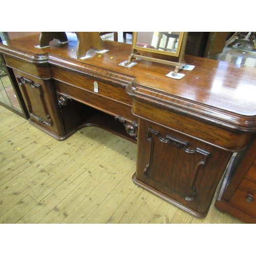 974 - LARGE CARVED MAHOGANY SIDEBOARD