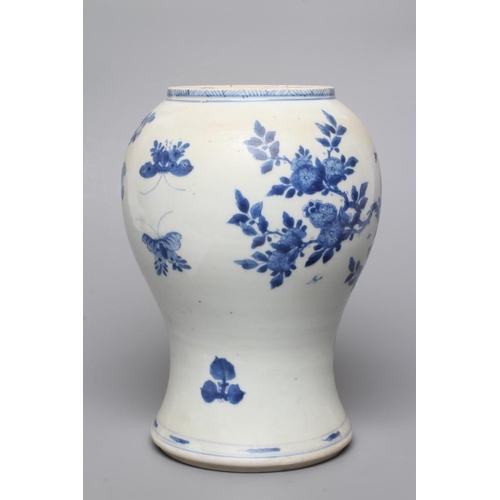 2 - A CHINESE PORCELAIN VASE of inverted baluster form, painted in underglaze blue with birds amidst flo... 