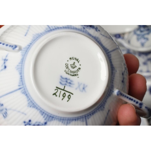 21 - A COLLECTION OF ROYAL COPENHAGEN PORCELAIN TABLEWARE, various dates, painted in underglaze blue with... 