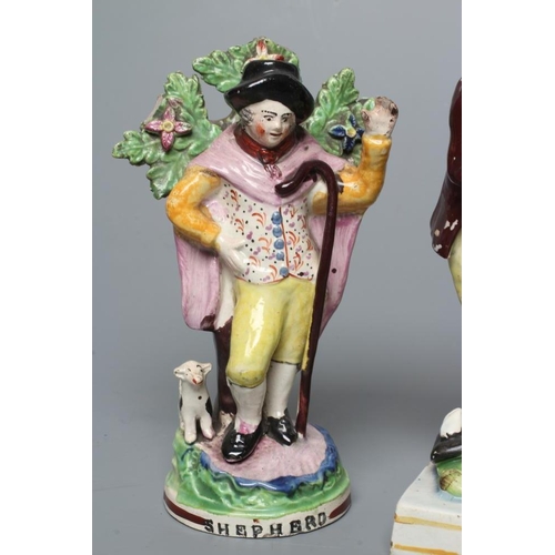 31 - A STAFFORDSHIRE PEARLWARE FIGURE GROUP, c.1820, modelled after a Derby original of a male hairdresse... 