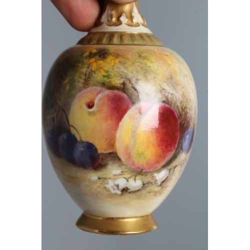 44 - A ROYAL WORCESTER CHINA SMALL VASE, 1922, of rounded ovoid form, painted in colours with a vignette ... 