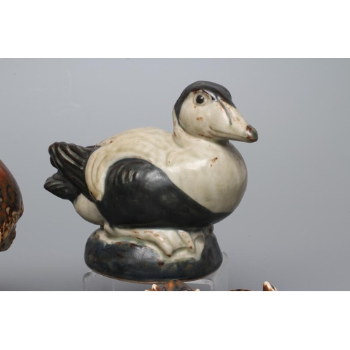 58 - A ROYAL COPENHAGEN POTTERY EIDER DUCK, modelled by Knud Kyhn, in a grey and dark green glaze, number... 