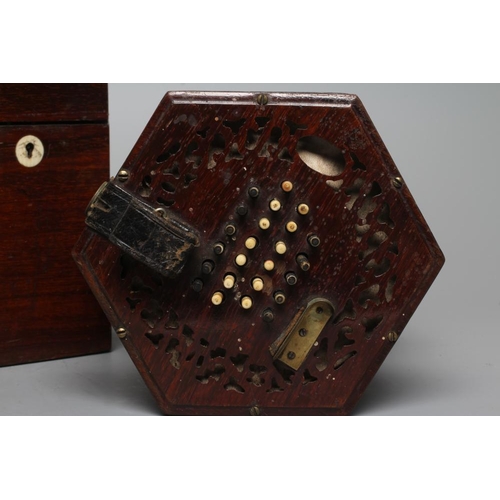 638 - A LACHENAL & CO., LONDON CONCERTINA, Serial No.58118, with rosewood ends, forty eight bone buttons, ... 