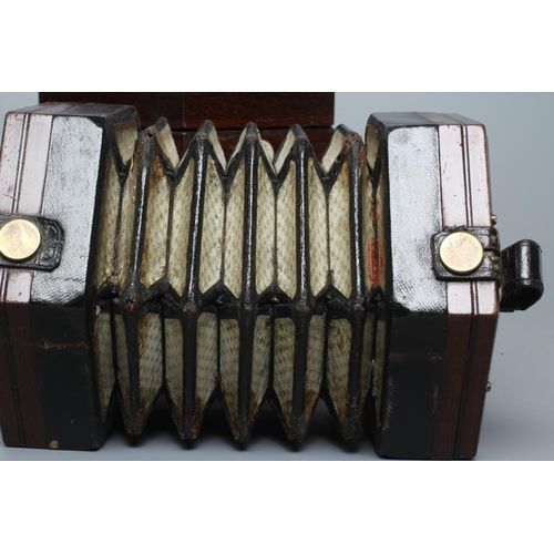 638 - A LACHENAL & CO., LONDON CONCERTINA, Serial No.58118, with rosewood ends, forty eight bone buttons, ... 