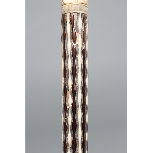 662 - A GEORGIAN GENTLEMAN'S WALKING CANE, early 19th century, the bone handle carved as a begging dog wit... 