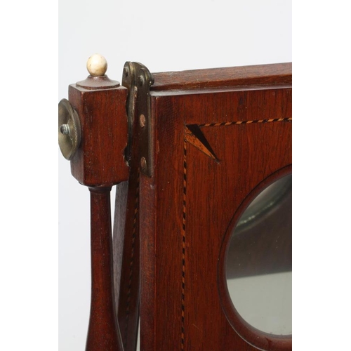 683 - A MAHOGANY AND INLAID ZOGROSCOPE, 19th century, of usual form with magnifying glass and mirror withi... 