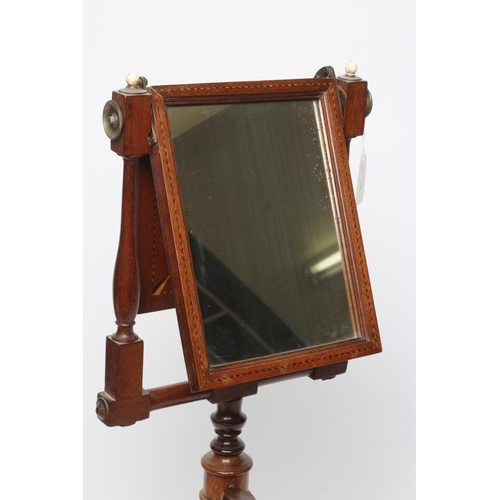 683 - A MAHOGANY AND INLAID ZOGROSCOPE, 19th century, of usual form with magnifying glass and mirror withi... 