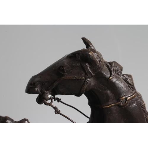 684 - AFTER PIERRE JULES MENE (French 1810-1879) Equestrian Figure, 20th century, bronze, the oblong base ... 