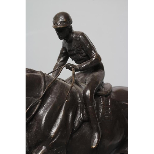 684 - AFTER PIERRE JULES MENE (French 1810-1879) Equestrian Figure, 20th century, bronze, the oblong base ... 