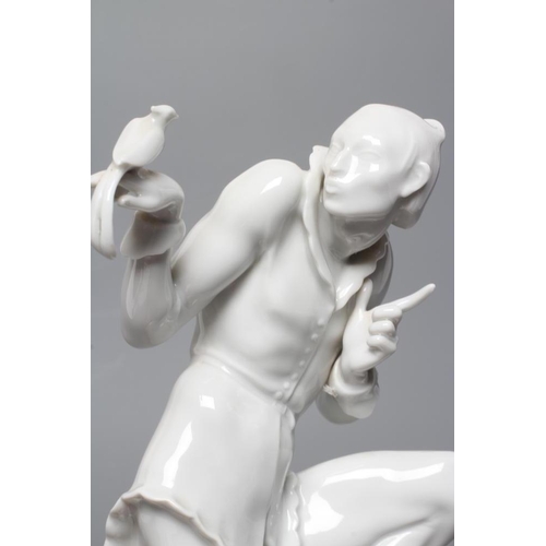 71 - AFTER GUSTAV OPPEL - a Volkstedt blanc-de-chine porcelain figure, mid 20th century, modelled as Meph... 