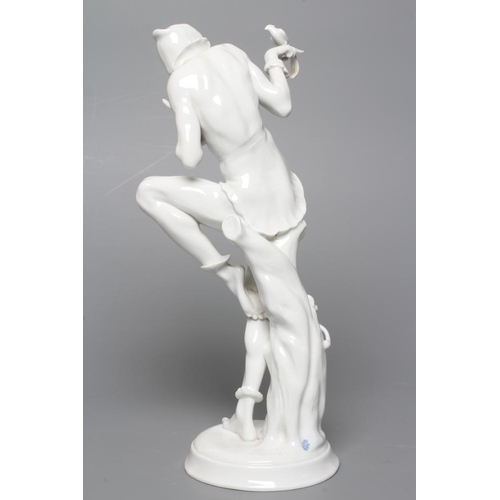 71 - AFTER GUSTAV OPPEL - a Volkstedt blanc-de-chine porcelain figure, mid 20th century, modelled as Meph... 