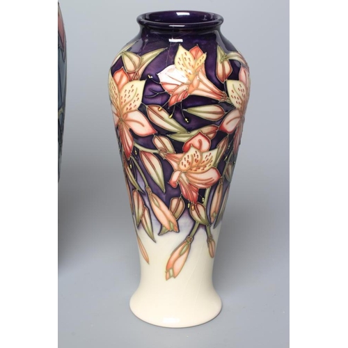 77 - A MOORCROFT POTTERY PERUVIAN VASE, 2003, of inverted baluster form, tubelined and painted in shades ... 