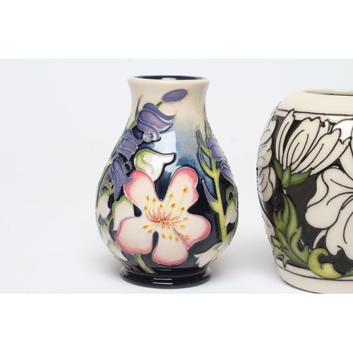 85 - THREE MOORCROFT POTTERY SMALL VASES, comprising Sprays of Spring, 2014, 3 3/4