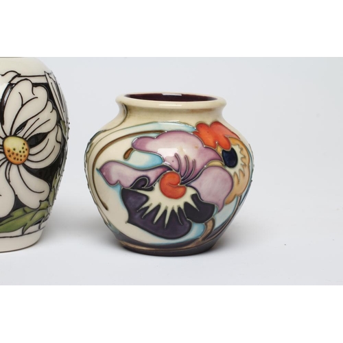 85 - THREE MOORCROFT POTTERY SMALL VASES, comprising Sprays of Spring, 2014, 3 3/4