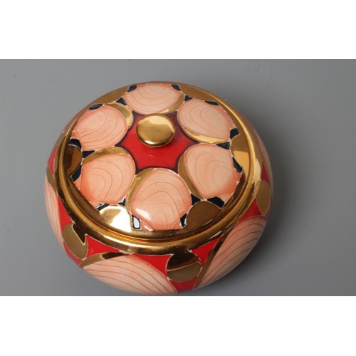 90 - A MOORCROFT POTTERY ROYAL BETROTHED BOX AND COVER, 2018, of squat globular form, tubelined and paint... 