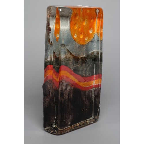 98 - SARAH PETERSON FOR CAITHNESS GLASS - a sandcast slab sculpture 