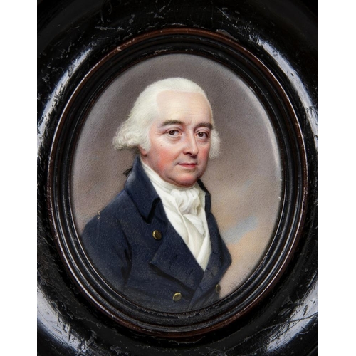 709 - HENRY BONE (1755-1834) J. Clements Esq., half length portrait, oval, enamel on copper miniature, sig... 