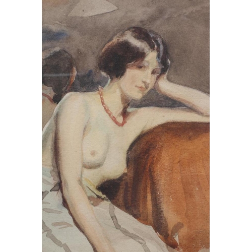 761 - ALBERT HENRY COLLINGS (1868-1947) Seated Female Nude, watercolour and pencil, signed and dated 1918,... 