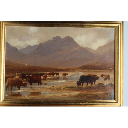 792 - STEPHEN ENOCH HOGLEY (1842-1927) Highland Cattle Watering, and Highland Cattle On a Mountain Path, o... 