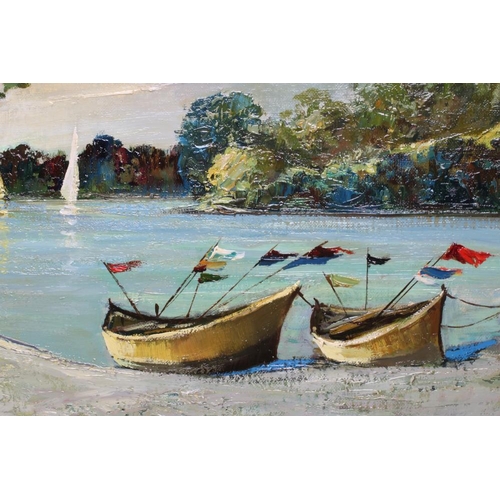 795 - ZBIGNIEW LITWIN (Polish 1914-2001) Coastal Scene with Boats, oil on canvas, signed and dated (19)83,... 