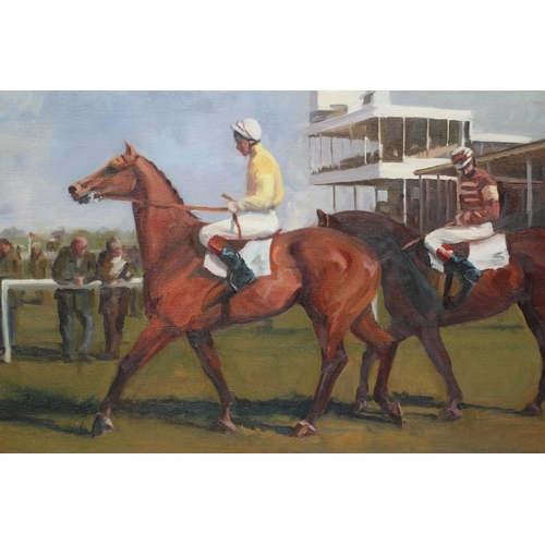 824 - M. C.(?) ROBERTS (Contemporary) Wetherby Racecourse, oil on canvas, signed, 16