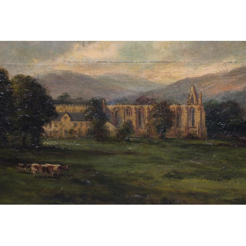 831 - EDWIN RIBY (19th/20th Century) Bolton Abbey, oil on canvas, signed, 10 1/4