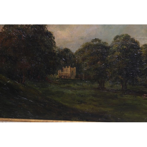 831 - EDWIN RIBY (19th/20th Century) Bolton Abbey, oil on canvas, signed, 10 1/4