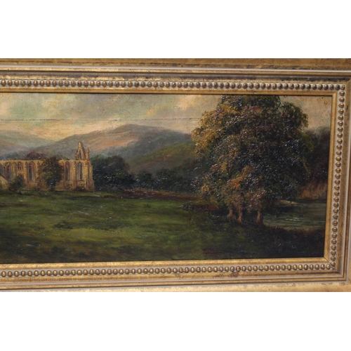 831 - EDWIN RIBY (19th/20th Century) Bolton Abbey, oil on canvas, signed, 10 1/4