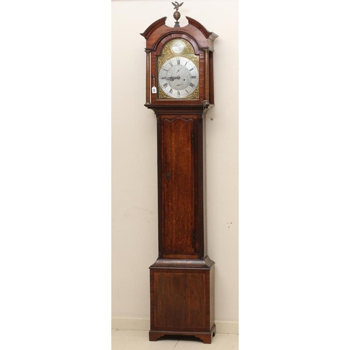 852 - AN OAK LONGCASE SIGNED KIDDS, MALTON, late 18th century, the eight day movement with anchor escapeme... 